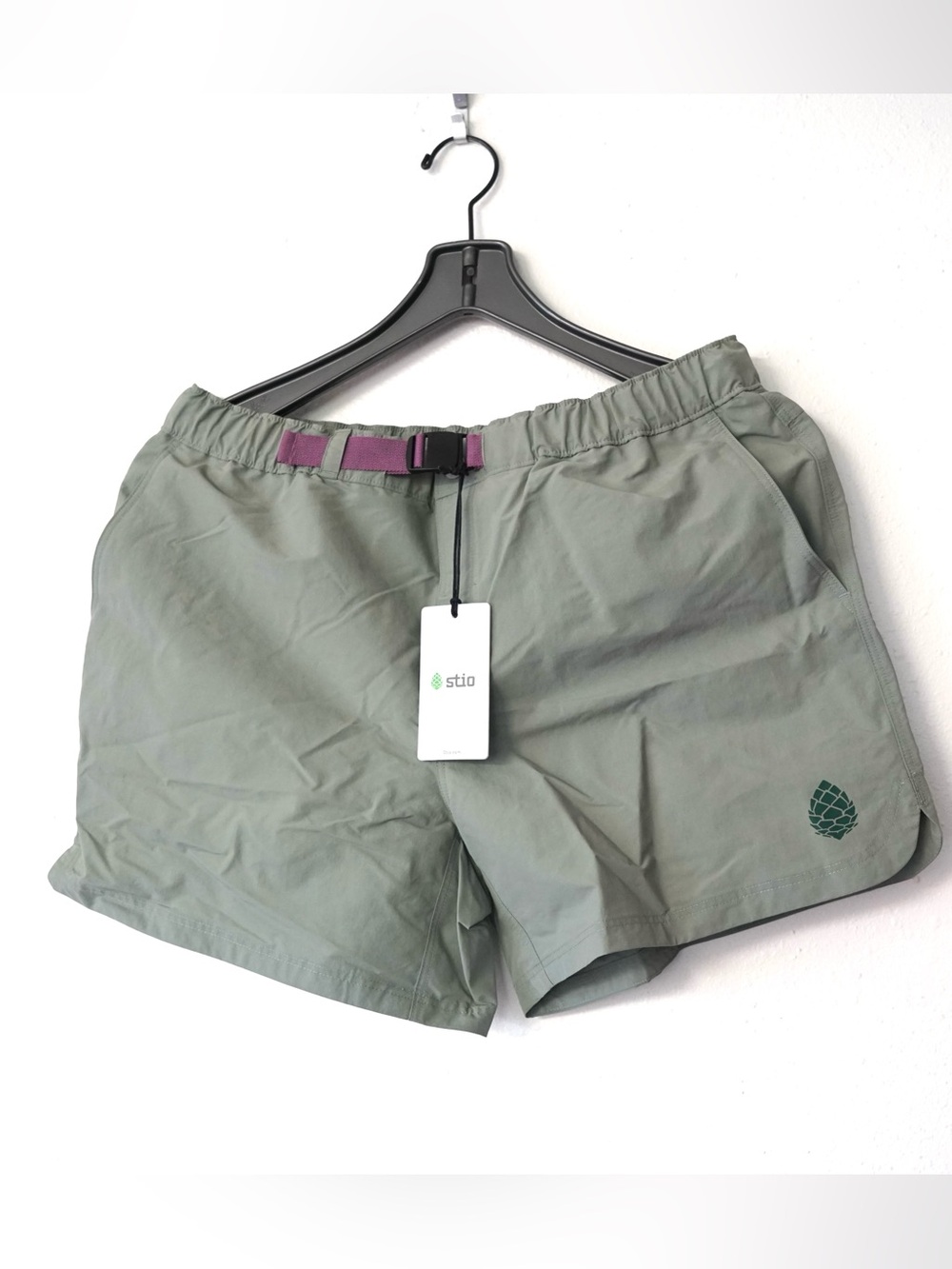 Stio Goodwin Belted Shorts Nylon Cactus Shadow Women’s Size Large 5” Inseam NWT